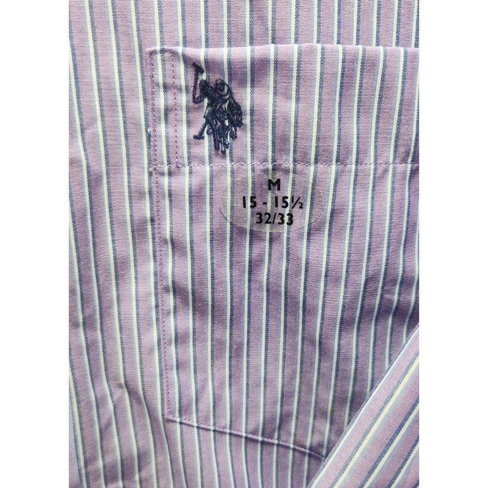 NWT U.S Polo Assn. Men's Button Up Dress Shirt 15/32 Purple Shirt, Summer - Picture 3 of 7